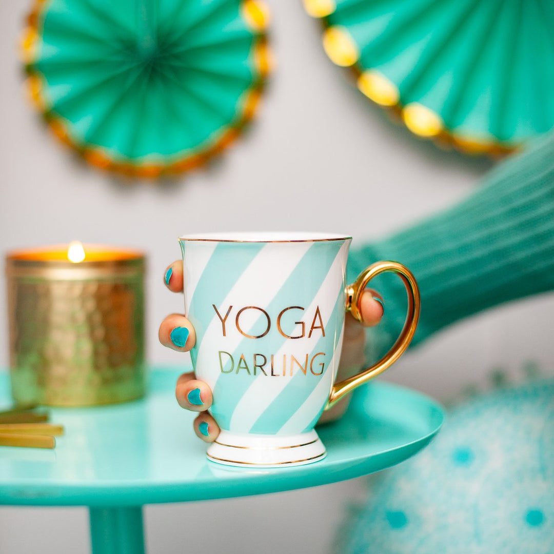 Aqua Portofino Mug <br> Yoga Darling - Sweet Maries Party Shop