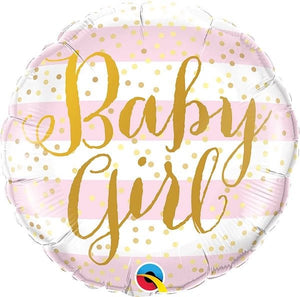 Baby Girl Pink <br> Stripes Balloon - Sweet Maries Party Shop