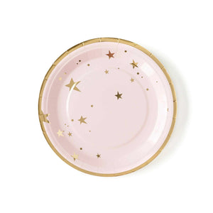 Baby Pink & Gold Star <br> Paper Plates (8) - Sweet Maries Party Shop