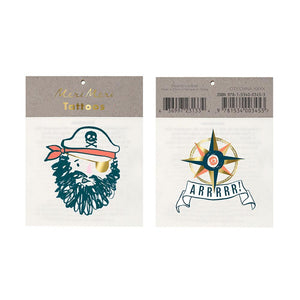 Bearded Pirate Tattoos <br> Set of 2 Sheets - Sweet Maries Party Shop