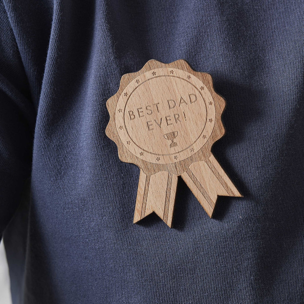 Best Dad Ever <br> Wooden Badge - Sweet Maries Party Shop