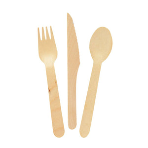 Birch Wood Cutlery <br> 24 Pieces (8 Sets) - Sweet Maries Party Shop