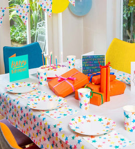 Birthday Brights Star <br> Recyclable Tablecloth - Sweet Maries Party Shop