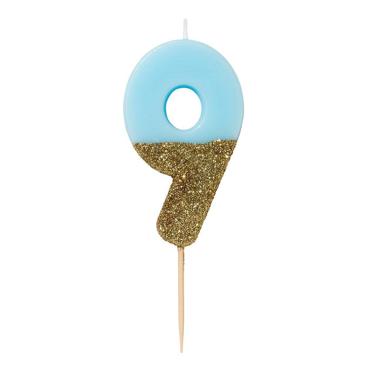 Blue Glitter <br> Birthday Number Candle - Sweet Maries Party Shop