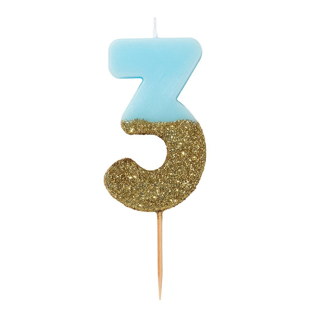 Blue Glitter <br> Birthday Number Candle - Sweet Maries Party Shop