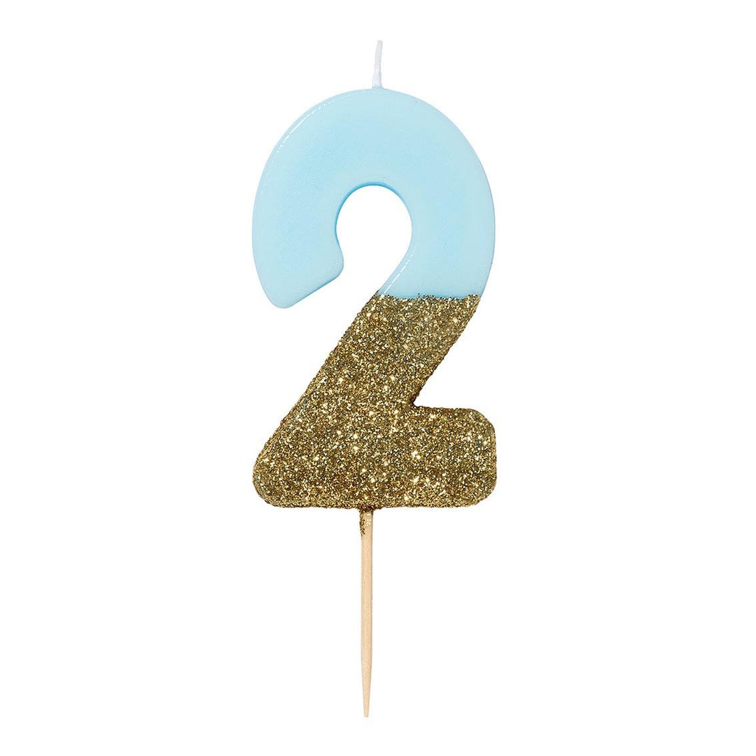 Blue Glitter <br> Birthday Number Candle - Sweet Maries Party Shop