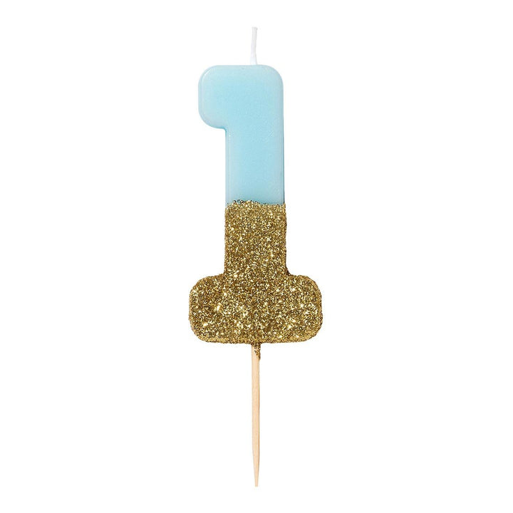 Blue Glitter <br> Birthday Number Candle - Sweet Maries Party Shop