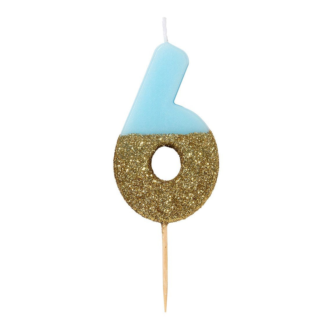 Blue Glitter <br> Birthday Number Candle - Sweet Maries Party Shop