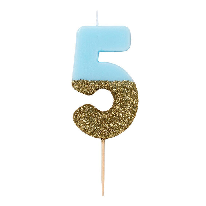 Blue Glitter <br> Birthday Number Candle - Sweet Maries Party Shop