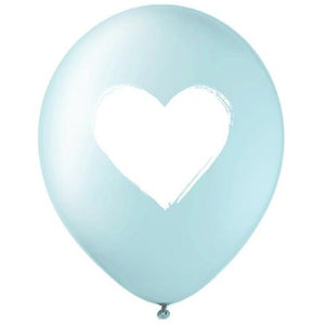 Blue White Heart Balloons <br> Box of 12 - Sweet Maries Party Shop