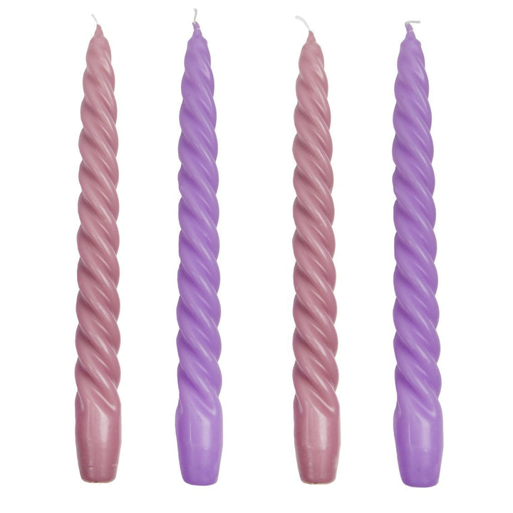 Boho Purple Spiral <br> 4 Deluxe Dinner Candles - Sweet Maries Party Shop