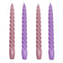 Boho Purple Spiral <br> 4 Deluxe Dinner Candles