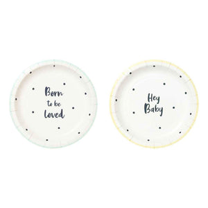 Born To be Loved <br> Yellow & Mint Plates (12) - Sweet Maries Party Shop
