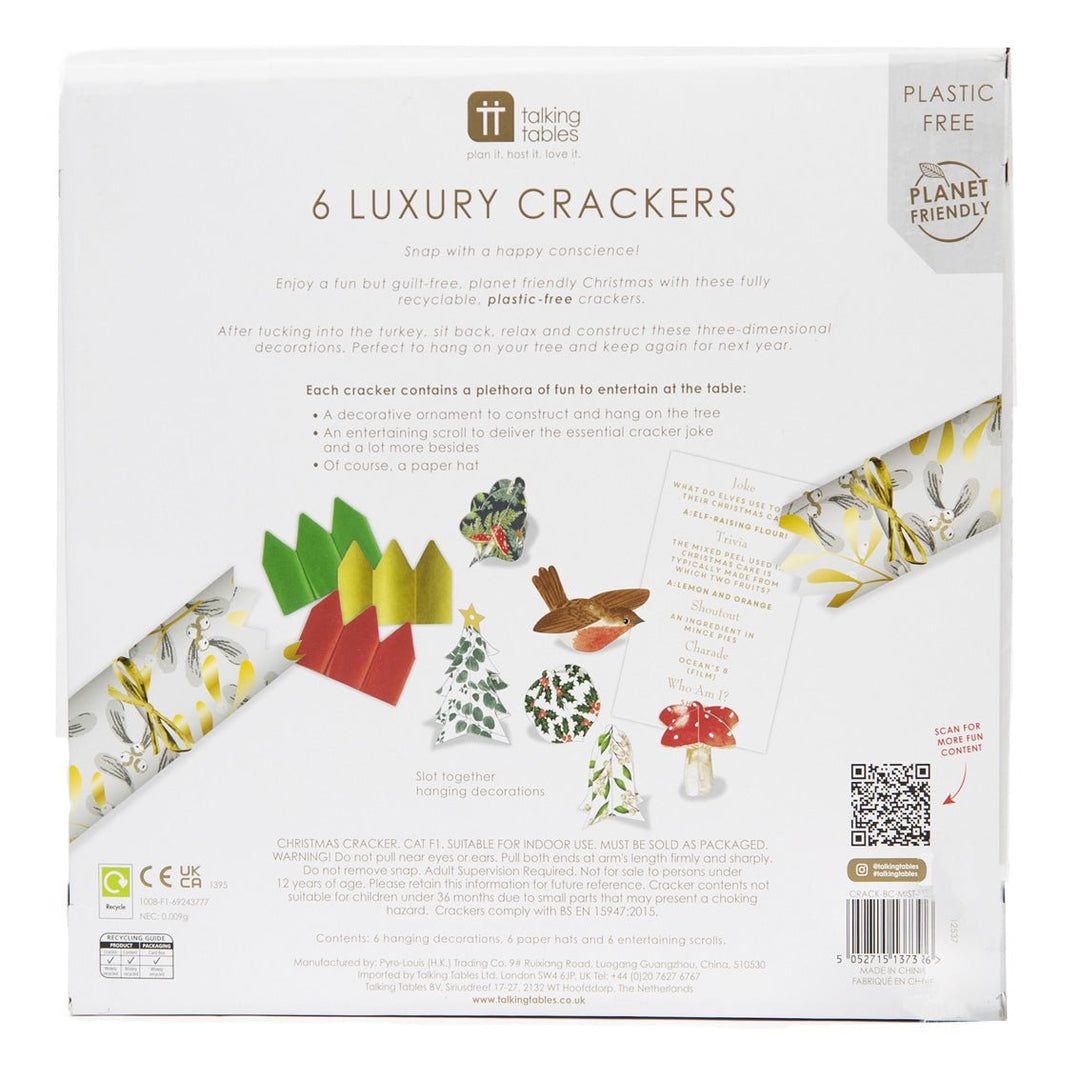 Box of 6 Mistletoe Design Christmas Crackers - Sweet Maries Party Shop