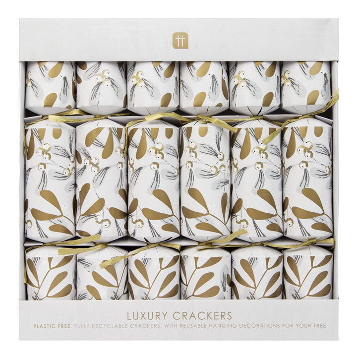 Box of 6 Mistletoe Design Christmas Crackers - Sweet Maries Party Shop