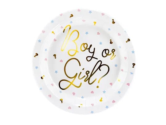 Boy Or Girl Gender Reveal <br> Paper Plates (6pc) - Sweet Maries Party Shop