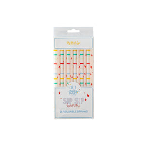 Bright Striped <br> Reusable Straws (12pc) - Sweet Maries Party Shop