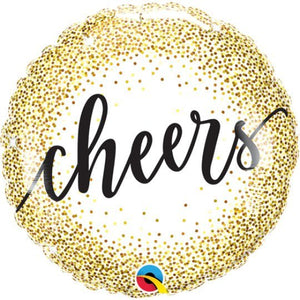 Cheers Gold Glitter Dots <br> Balloon - Sweet Maries Party Shop