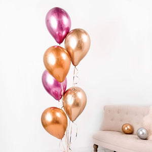 Chrome Pink & Gold <br> 6 Balloon Bunch - Sweet Maries Party Shop