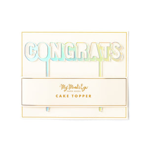 Congrats Cake Topper <br> Holographic Acrylic - Sweet Maries Party Shop