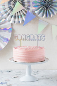 Congrats Cake Topper <br> Holographic Acrylic - Sweet Maries Party Shop
