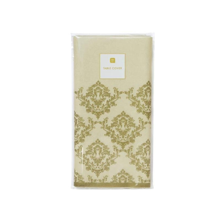 Damask Festive Gold <br> Table Cover (1.8m) - Sweet Maries Party Shop