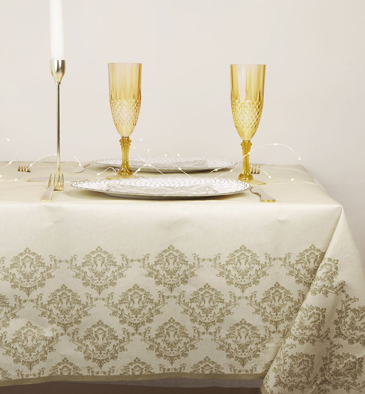 Damask Festive Gold <br> Table Cover (1.8m) - Sweet Maries Party Shop