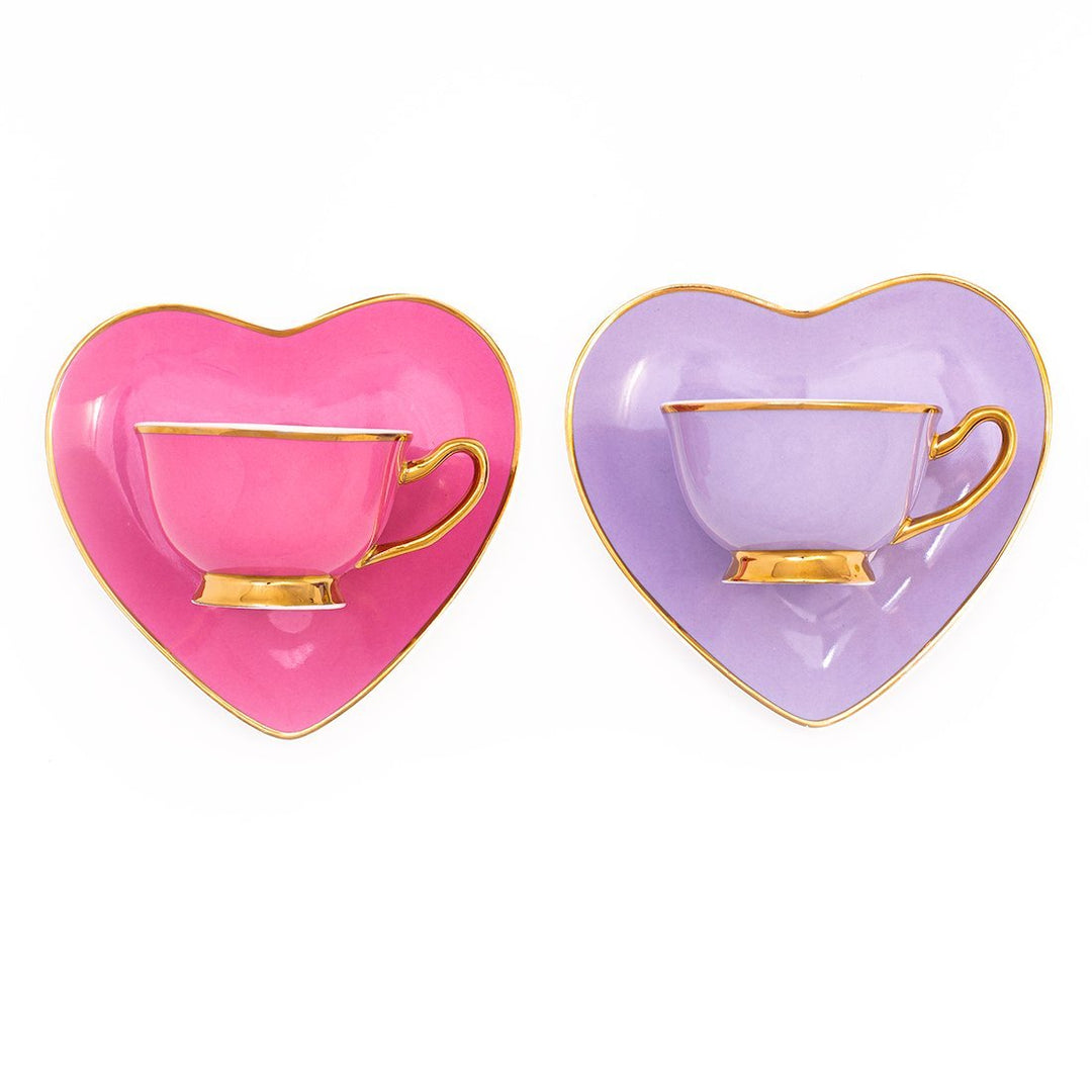 Darling! Heart Espresso Cups <br> Lavender/ Rose - Sweet Maries Party Shop