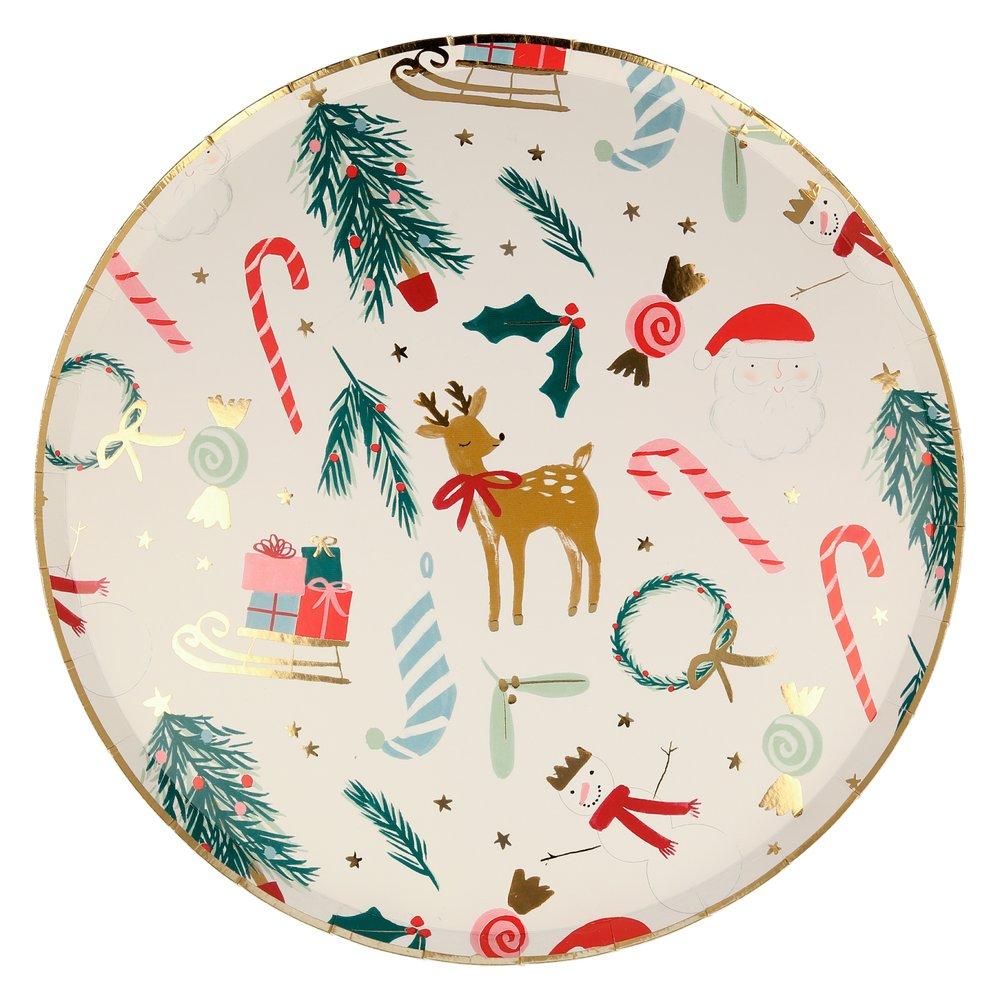 Festive Motif <br> Dinner Plates (8) - Sweet Maries Party Shop