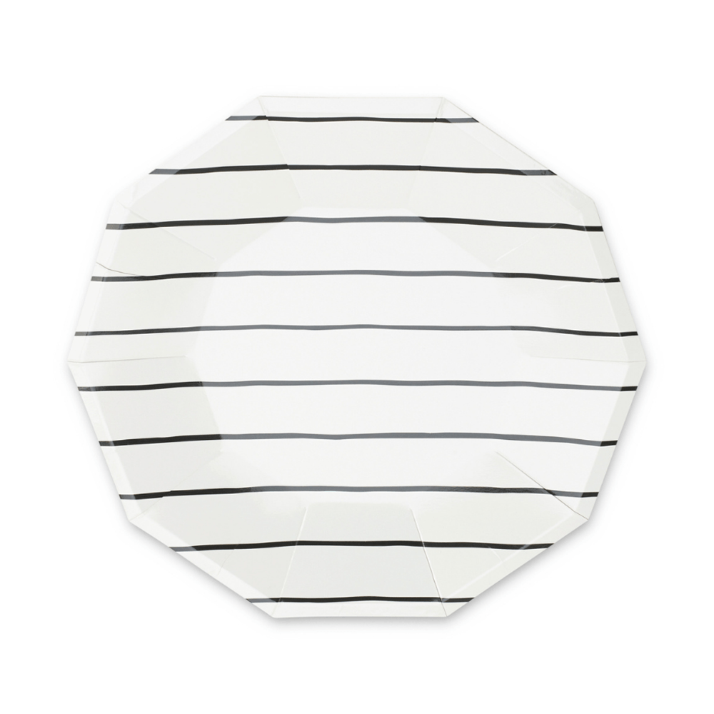 Frenchie Striped <br> Large Plates (8) - Sweet Maries Party Shop