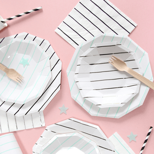 Frenchie Striped <br> Large Plates (8) - Sweet Maries Party Shop