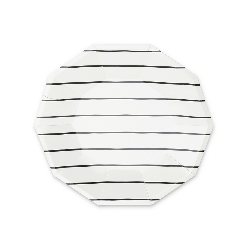 Frenchie Striped <br> Small Plates (8) - Sweet Maries Party Shop