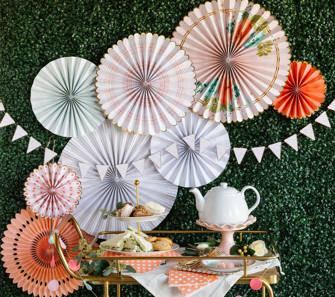 Garden Party Party Fan <br> Backdrop Set (8pc) - Sweet Maries Party Shop