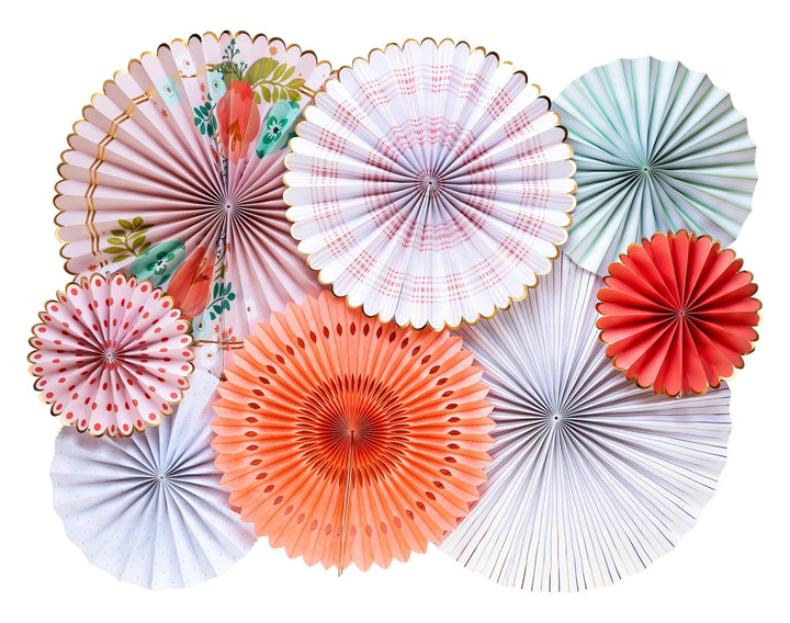 Garden Party Party Fan <br> Backdrop Set (8pc) - Sweet Maries Party Shop