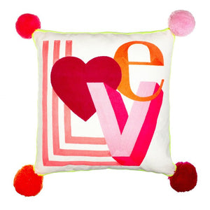 Gigi Locked In Love <br> Embroidered Cushion Pinks - Sweet Maries Party Shop