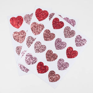Glitter Heart <br> Stickers (8 Sheets) - Sweet Maries Party Shop