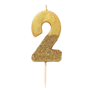 Gold Glitter <br> Birthday Number Candle - Sweet Maries Party Shop