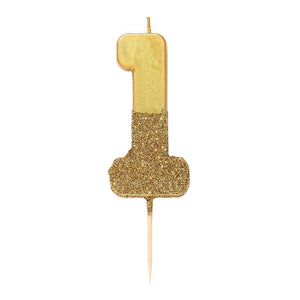 Gold Glitter <br> Birthday Number Candle - Sweet Maries Party Shop