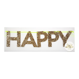 Gold Glitter <br> Happy Birthday Garland - Sweet Maries Party Shop