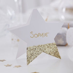 Gold Glitter Star Place Cards (6) - Sweet Maries Party Shop
