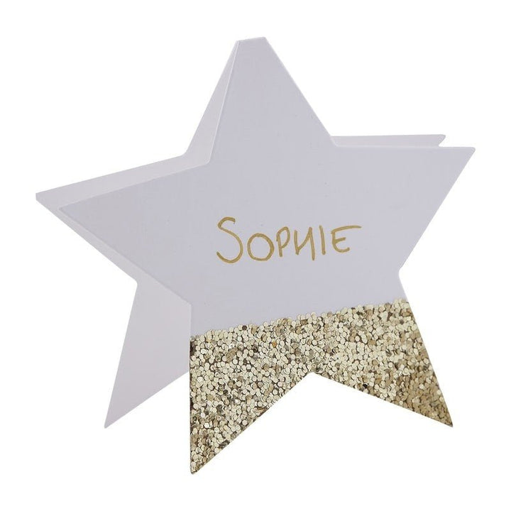 Gold Glitter Star Place Cards (6) - Sweet Maries Party Shop