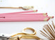 Gold Heart Full Length Pencils <br> Pink - Sweet Maries Party Shop