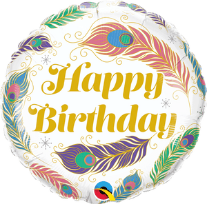 Happy Birthday <br> Peacock & Feathers - Sweet Maries Party Shop