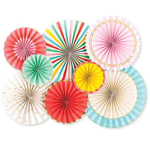 Hip Hip Hooray <br> Bright Striped Party Fan <br> Backdrop Set (8pc) - Sweet Maries Party Shop