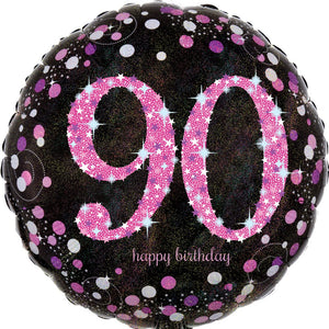 Holographic Pink & Black <br> 90th Birthday - Sweet Maries Party Shop