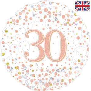 Holographic White & Rose Gold <br> 30th Birthday - Sweet Maries Party Shop