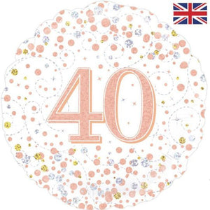 Holographic White & Rose Gold <br> 40th Birthday - Sweet Maries Party Shop