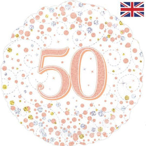 Holographic White & Rose Gold <br> 50th Birthday - Sweet Maries Party Shop