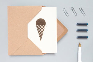 Ice Cream <br> Stone/Brass Greetings Card - Sweet Maries Party Shop