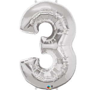 Inflated Silver <br> Giant Birthday Number - Sweet Maries Party Shop